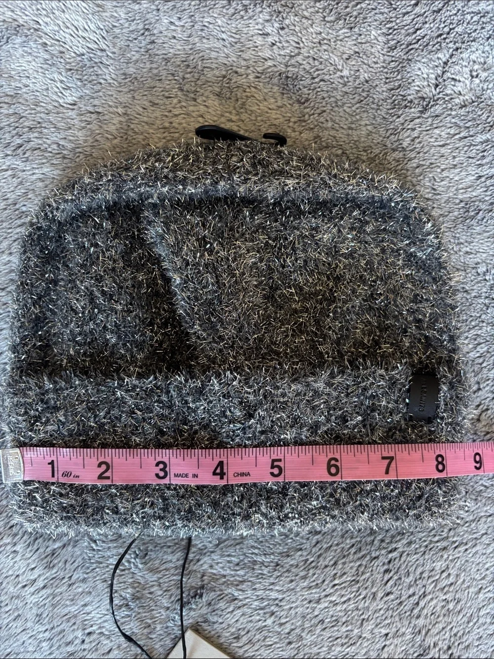 AllSaints Metallic Eyelash Knit Beanie in Collegiate Blue NWT
